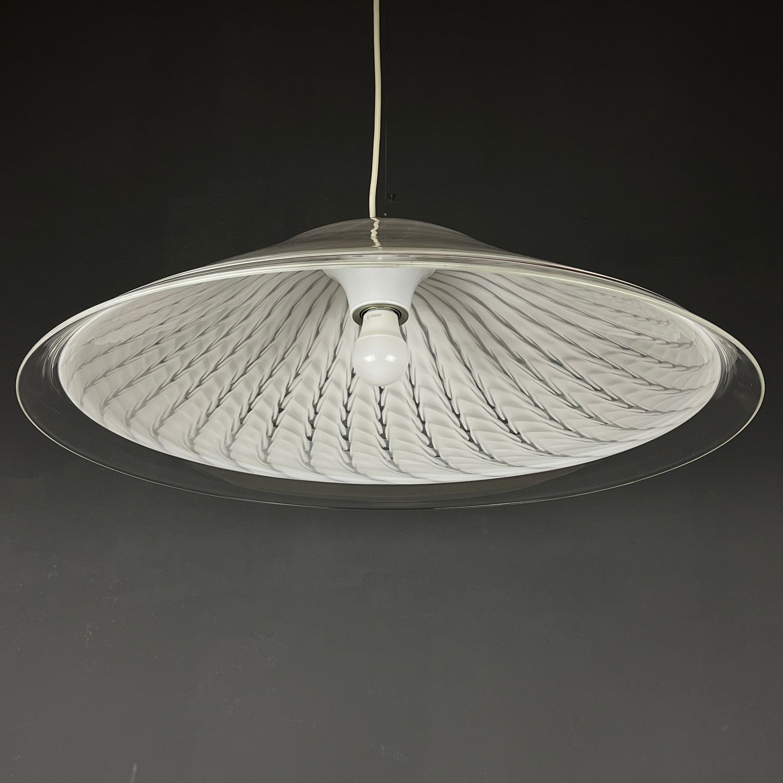 Vintage Swirl Murano Glass Pendant Lamp Italy 1970s photo vintage