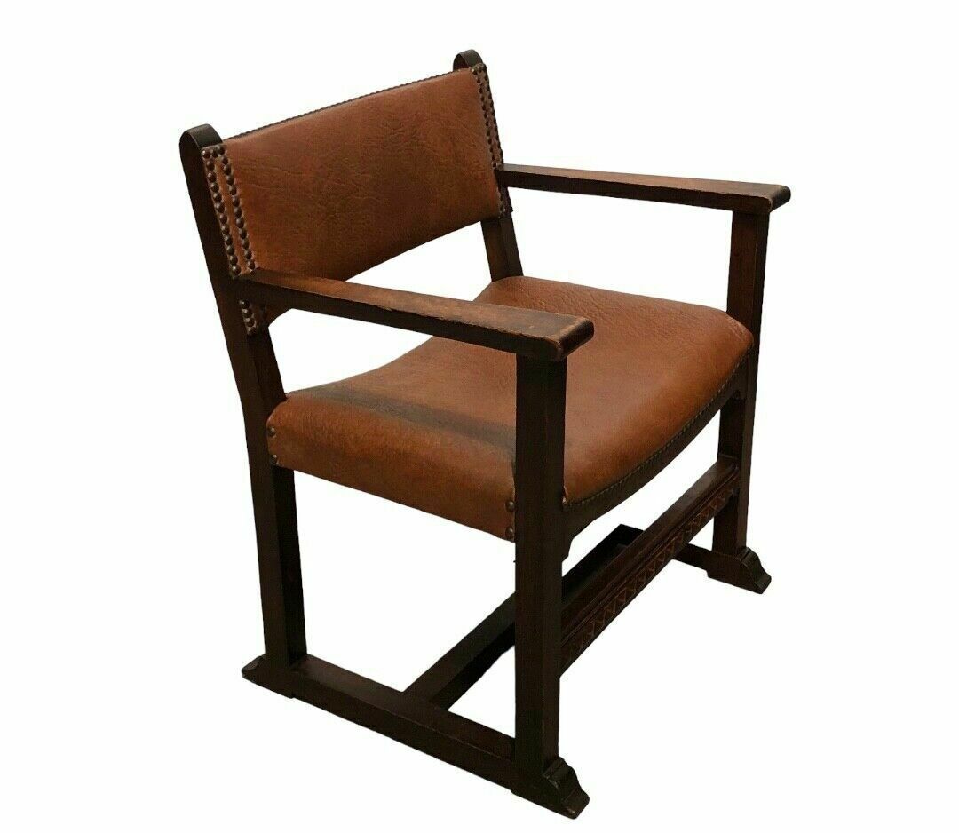 Handsome Arts And Crafts Oak Nursing Chair / Childs Chair photo for sale