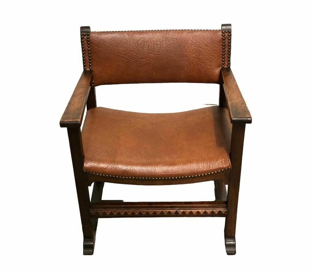 Handsome Arts And Crafts Oak Nursing Chair / Childs Chair