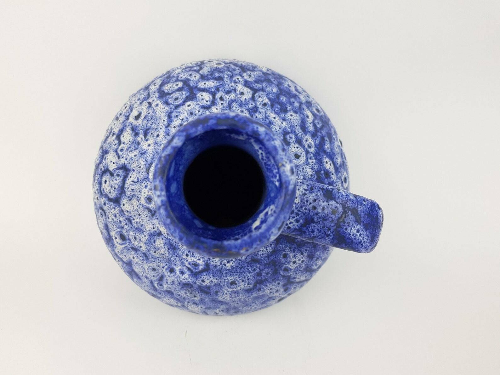 Vintage Es Keramik (Emons Und Sohne) Blue And White Fat Lava Vase 78 West German Pottery 1970s photo 90.0