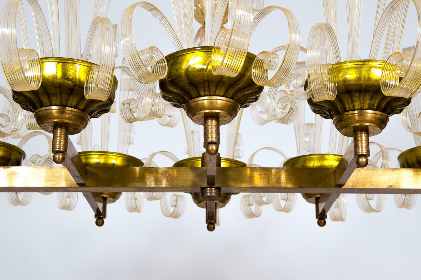Pastorals Flush Mount In Gold Murano Glass And Green Italy 1970s photo furniture