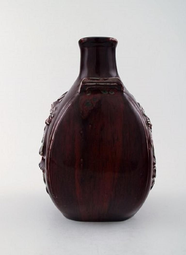 Royal Copenhagen Jais Nielsen Ceramic Vase In Ox Blood Glaze photo for sale