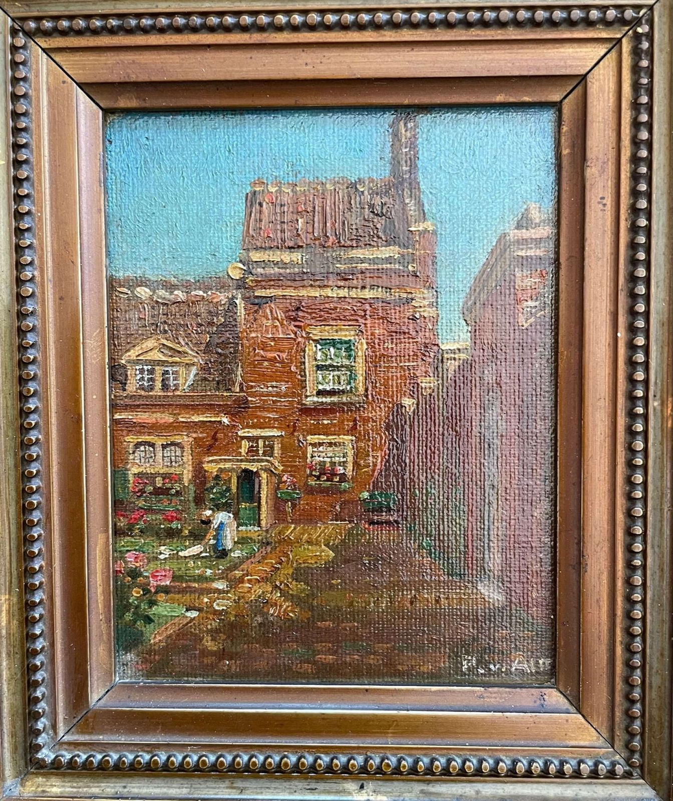 An Acrylic On Canvas Of The Frontal Façade Of A Dutch ‘Hofje photo furniture