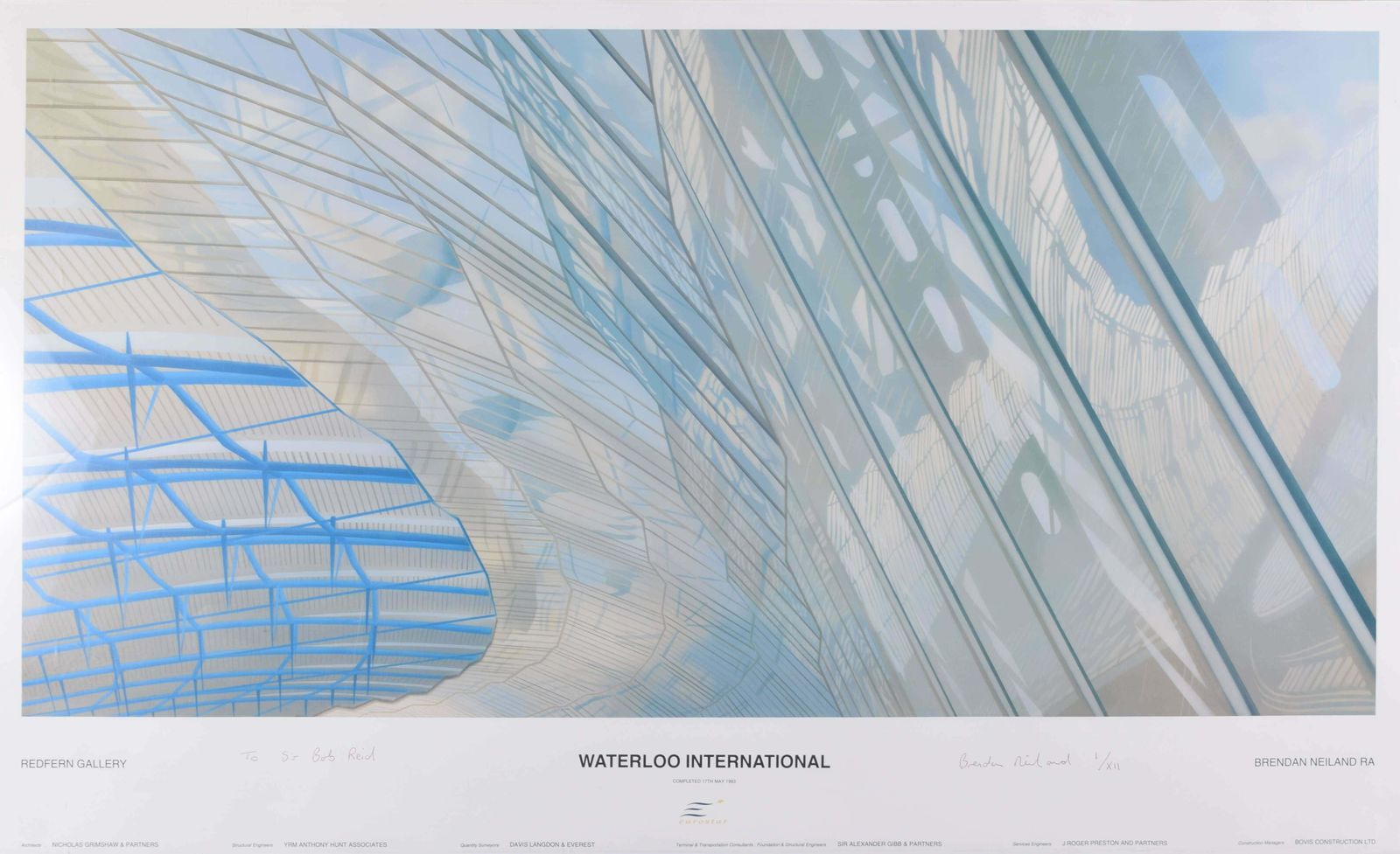 Brendan Neiland Waterloo Station 1993 Poster By Brendan Neiland Signed "To Bob Reid" 1993