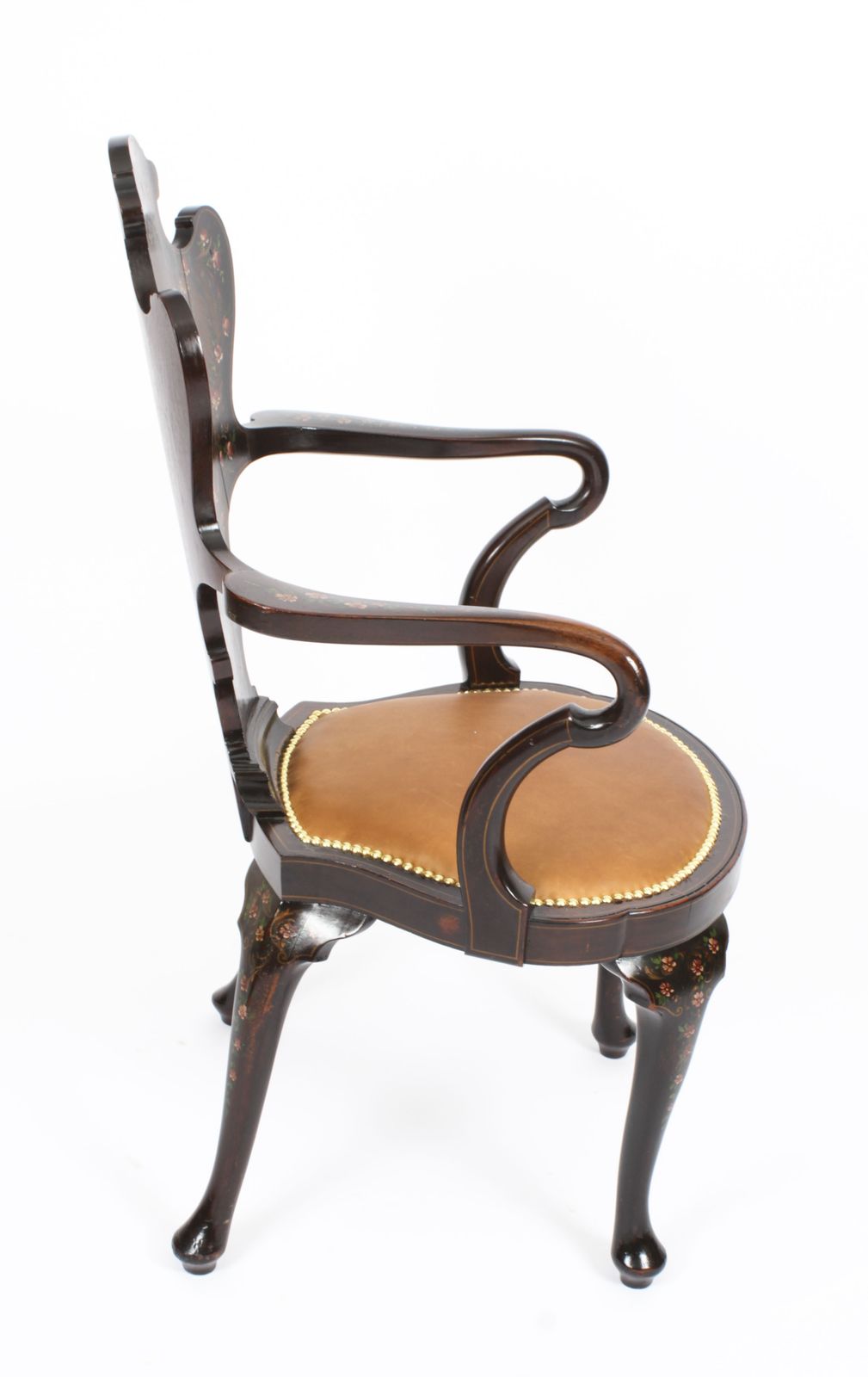 Antique French Vernis Martin Salon Open Armchair Druce & Co 19th Century photo for sale