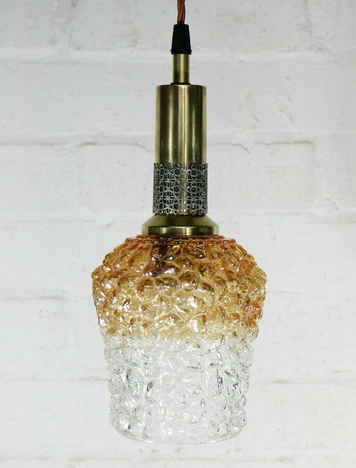 Vintage Ceiling Light French 1960s Glass Retro Bubble Glass Pendant photo furniture