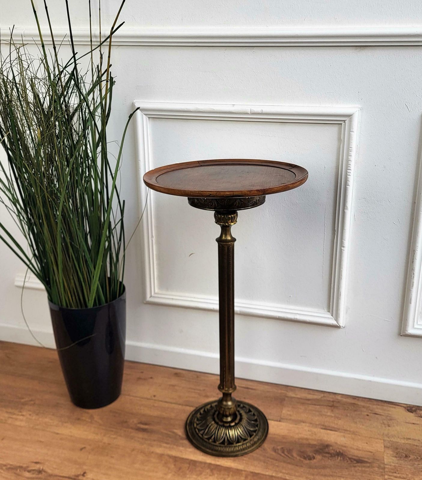 1980s Italian Modern Regency Neoclassical Brass Pedestal, Flower Pot Stand photo furniture