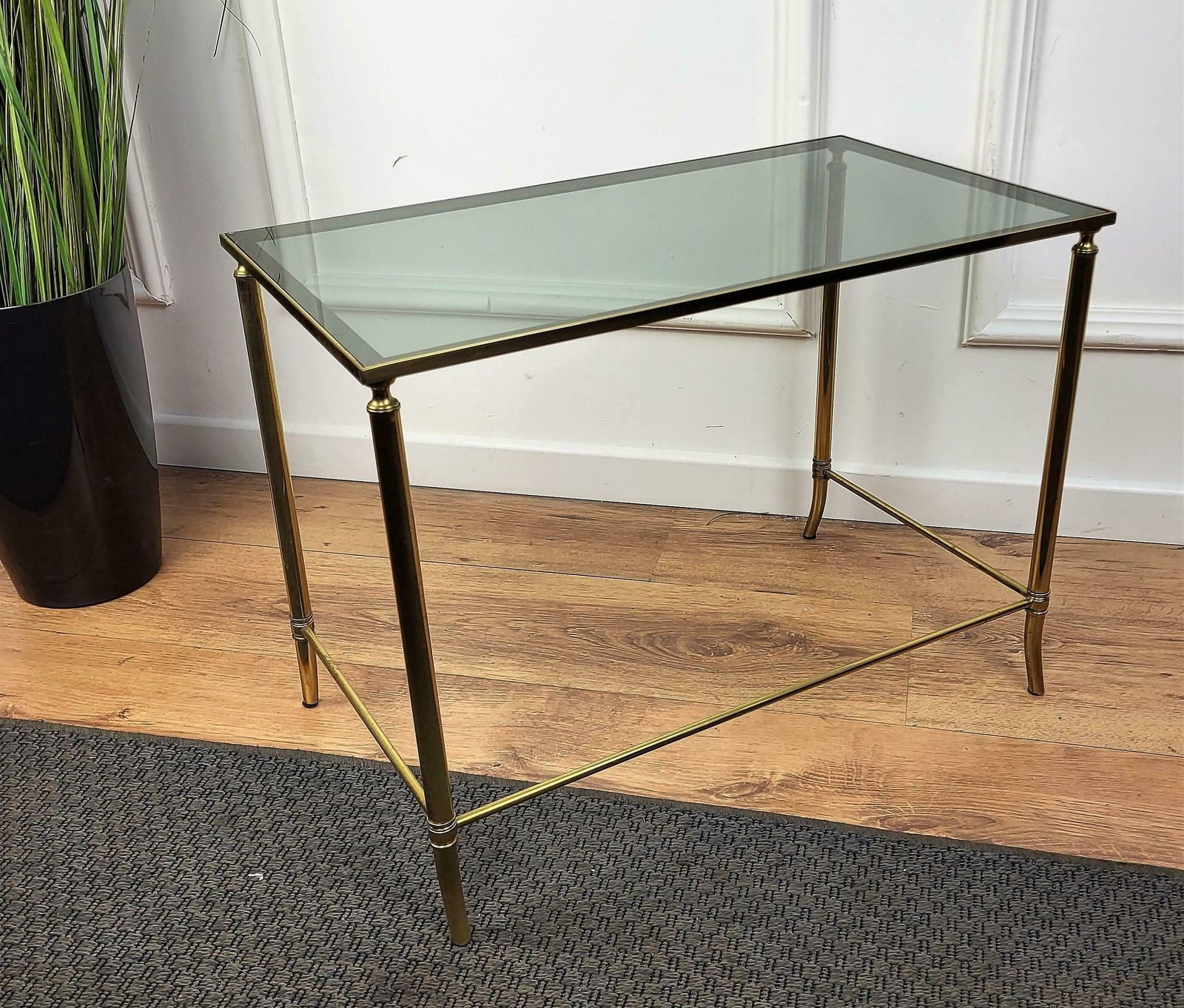 1960s Italian Modern Regency Neoclassical Brass And Smoked Glass Coffee Table photo Furniture