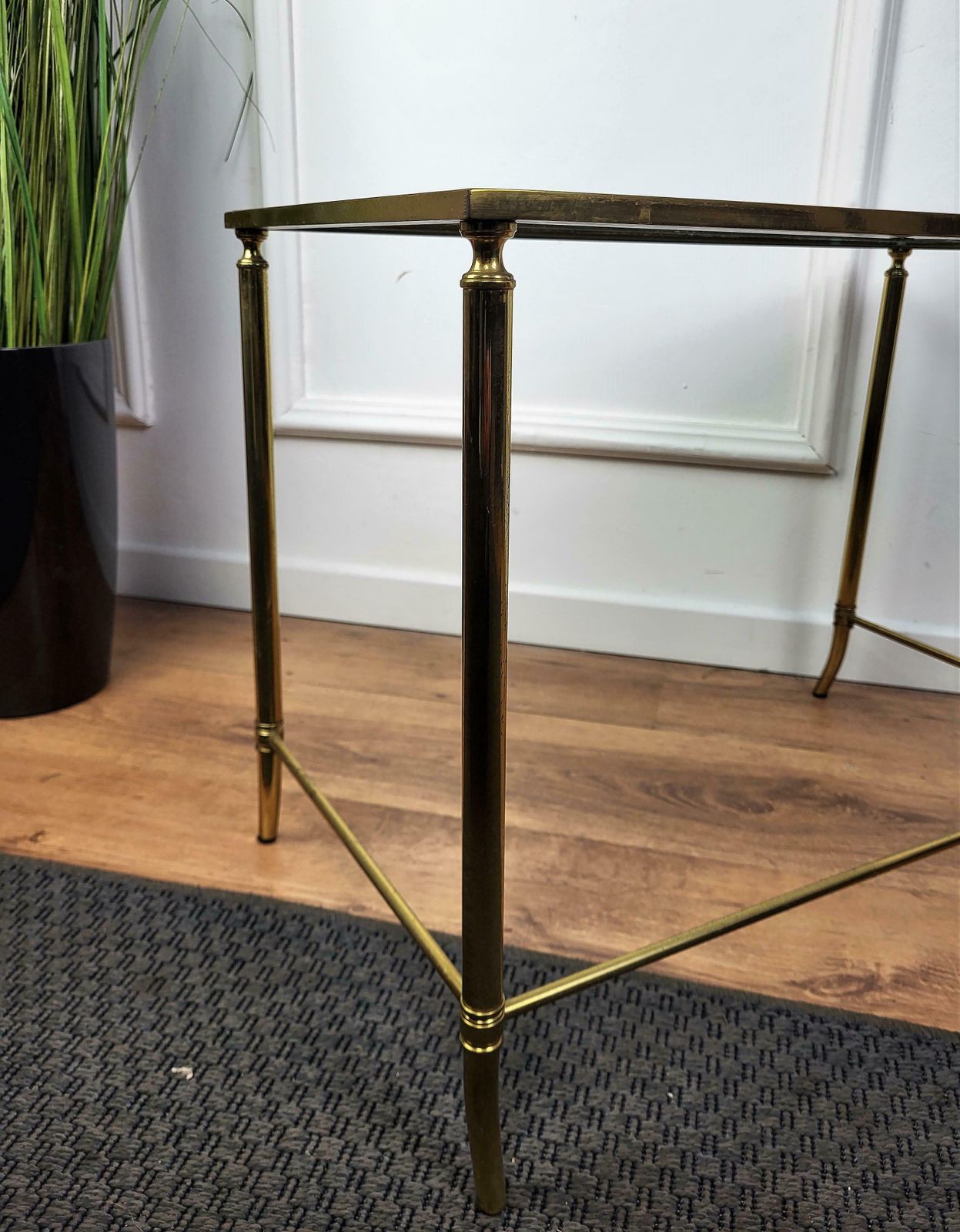 1960s Italian Modern Regency Neoclassical Brass And Smoked Glass Coffee Table photo 1318.0