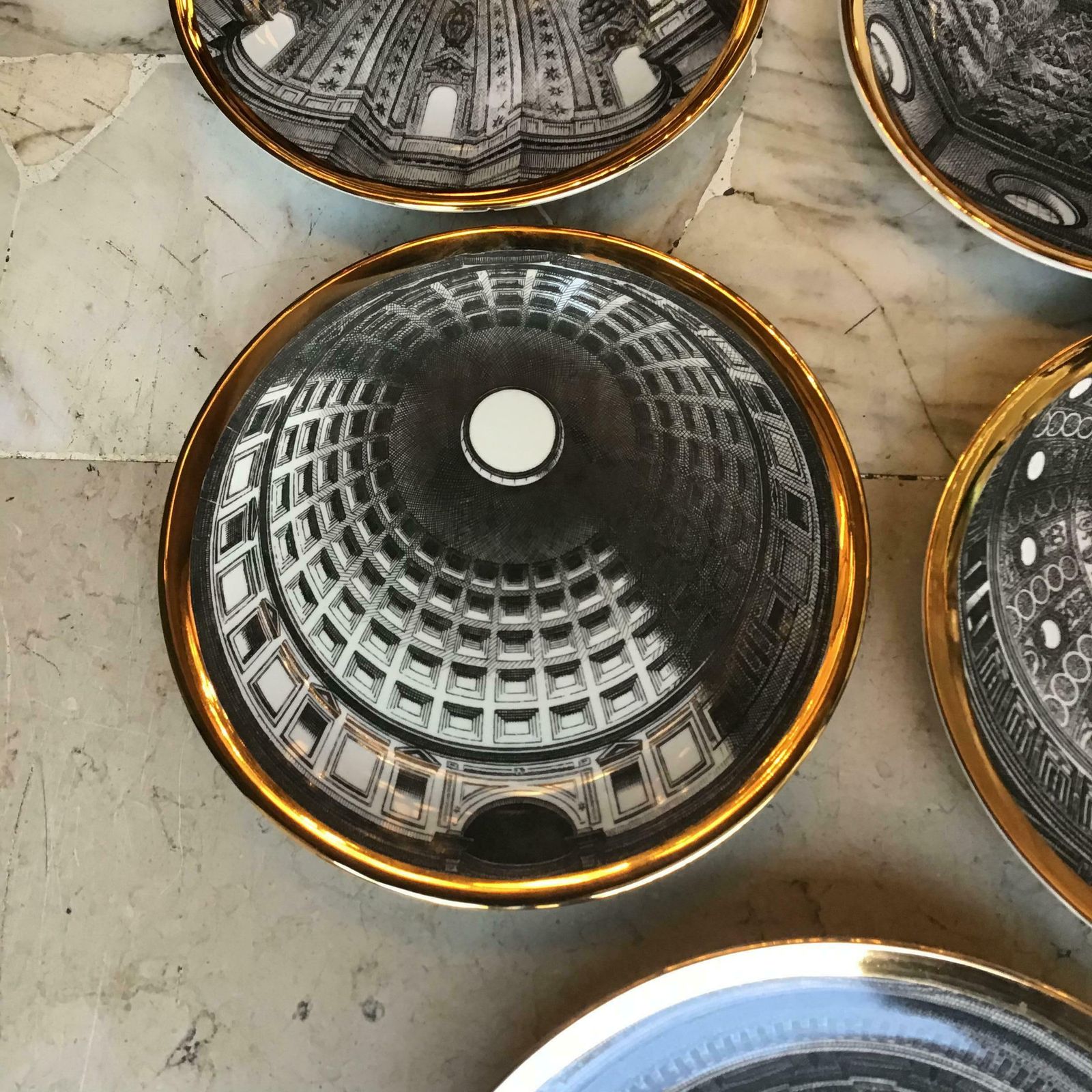 Piero Fornasetti Cupole D Italia Porcelain Gold 1960 Italy photo furniture