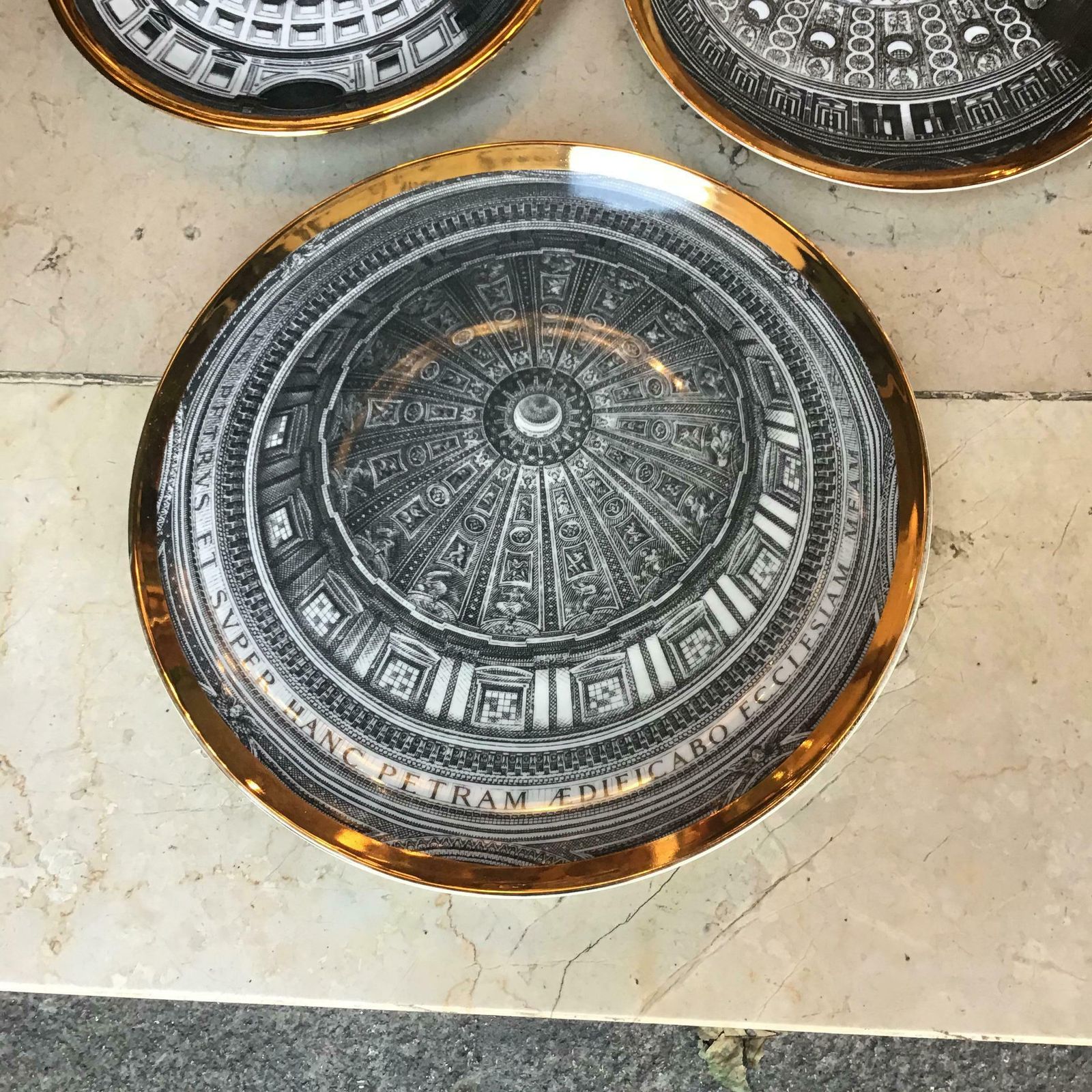 Piero Fornasetti Cupole D Italia Porcelain Gold 1960 Italy photo for sale