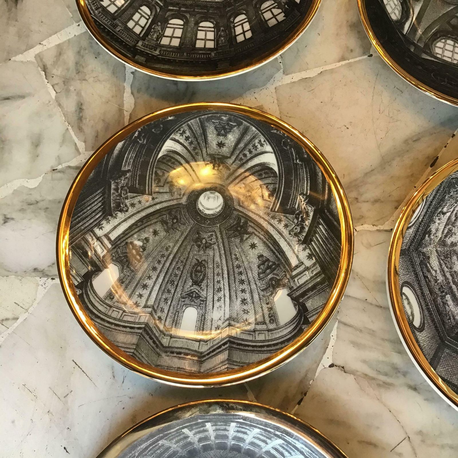 7030.0 Piero Fornasetti Cupole D Italia Porcelain Gold 1960 Italy photo