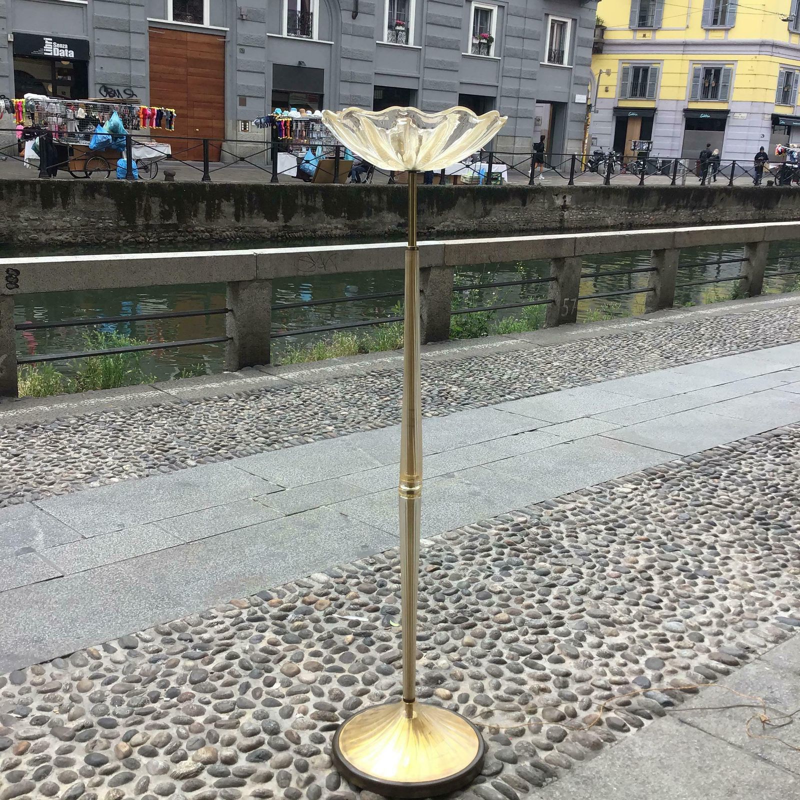 Seguso Floor Lamp Murano Gold Glass Brass 1950 Italy photo furniture