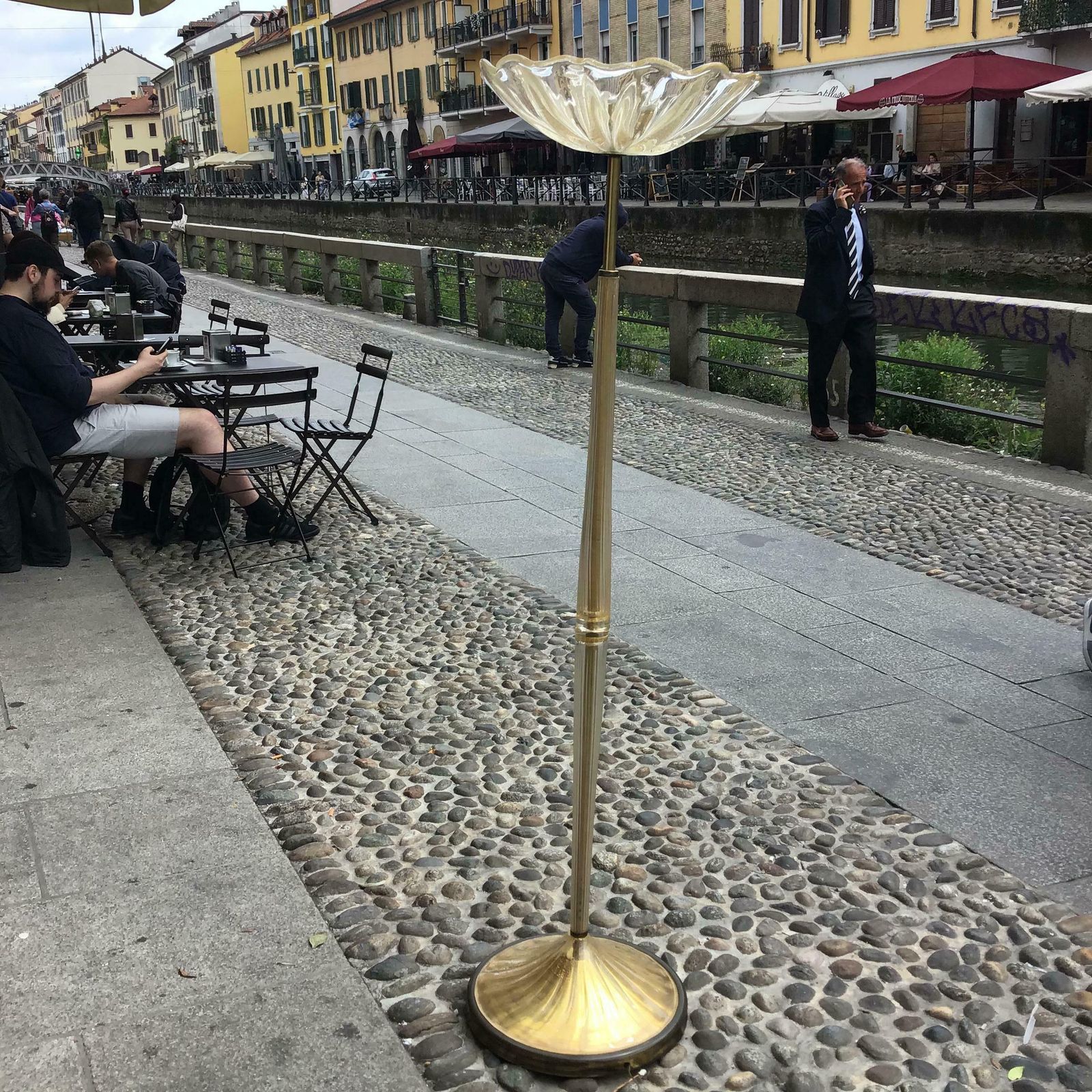 Lighting Seguso Floor Lamp Murano Gold Glass Brass 1950 Italy photo