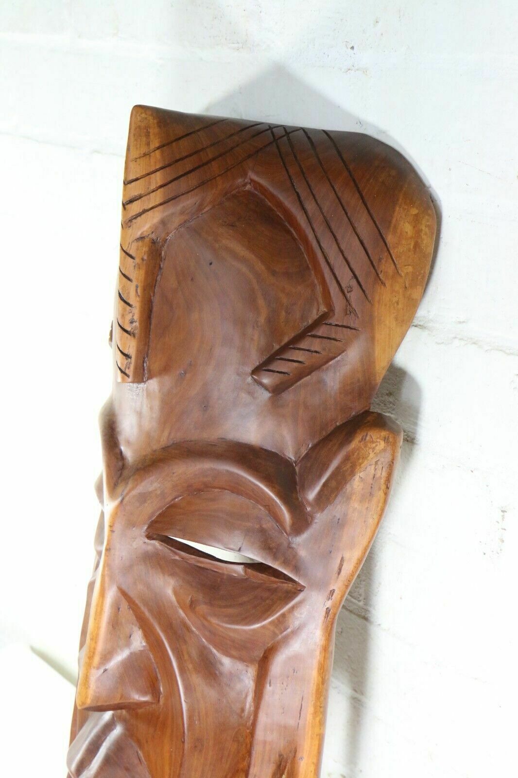 photo for sale Large African Carved Face Mask Vintage Sculpture Hand Carved Zulu Southern