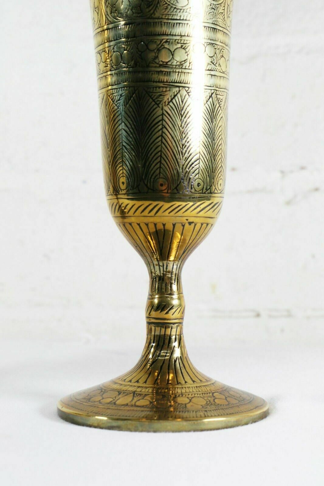 78.0 Antique Indian Brass Vases Mixed Set Of 4 Bronze Patina Bells photo