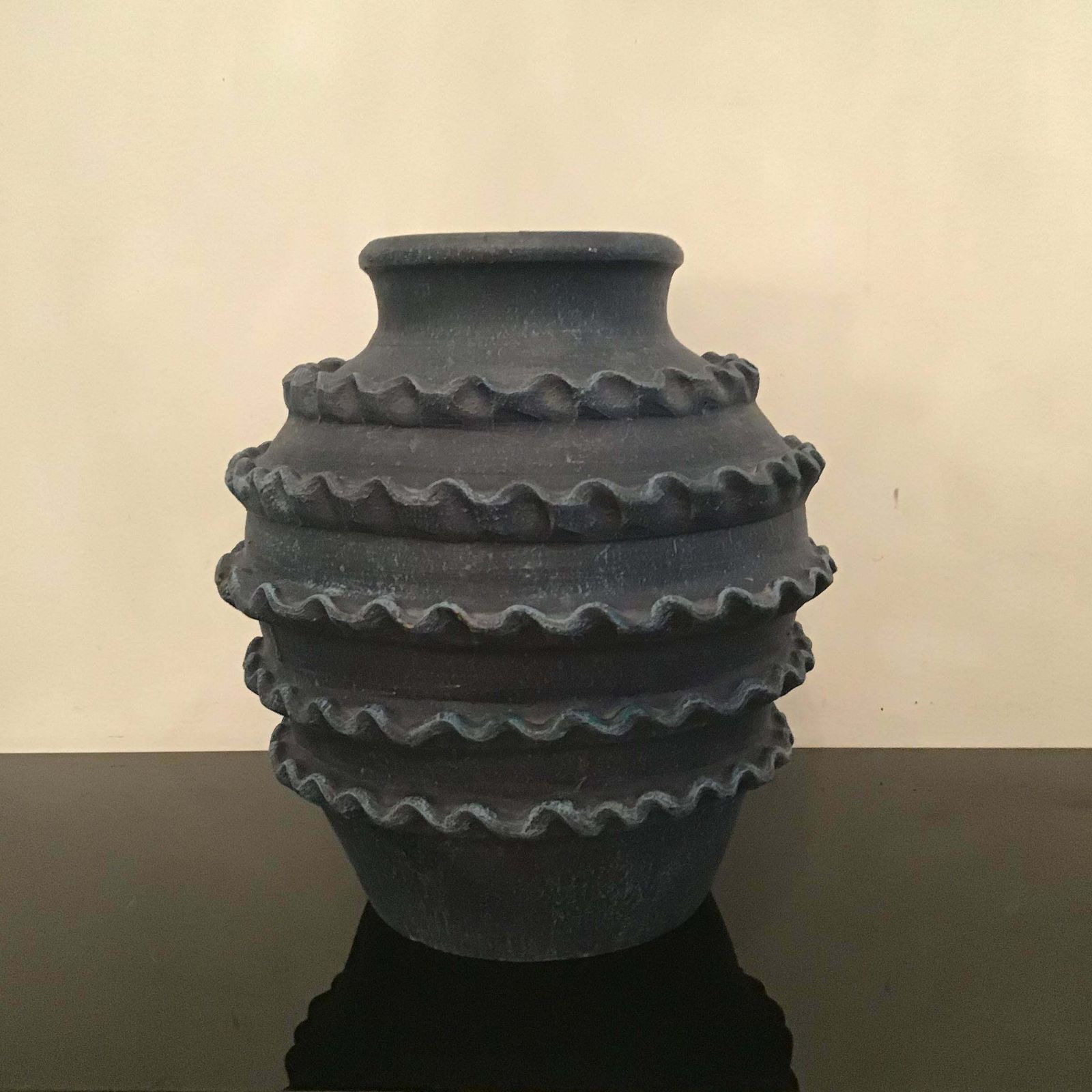 Vase "Terraglia Blu" Arlecchino Nello Stile Di Gio Ponti 1950 Italy photo vinterior