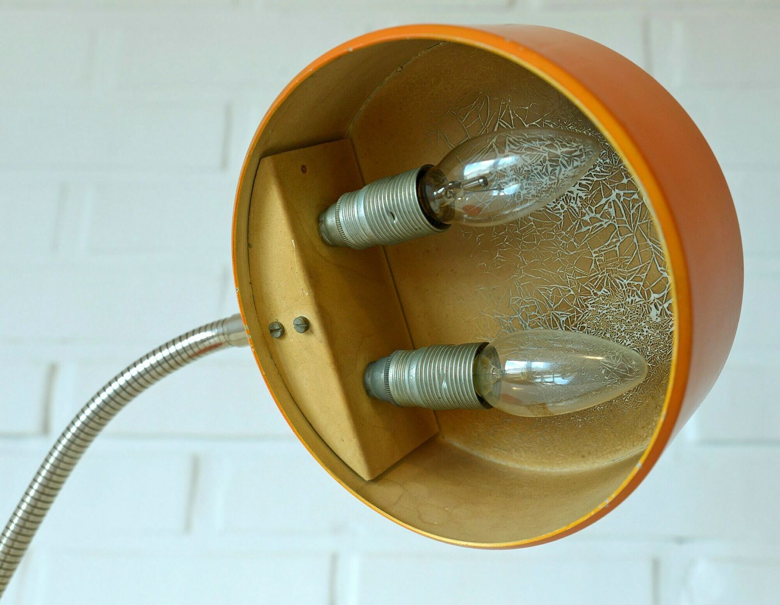 Orange Vintage Desk Lamp / Large Industrial Gooseneck Table Light / Made In Yugoslavia In 60's photo vintage