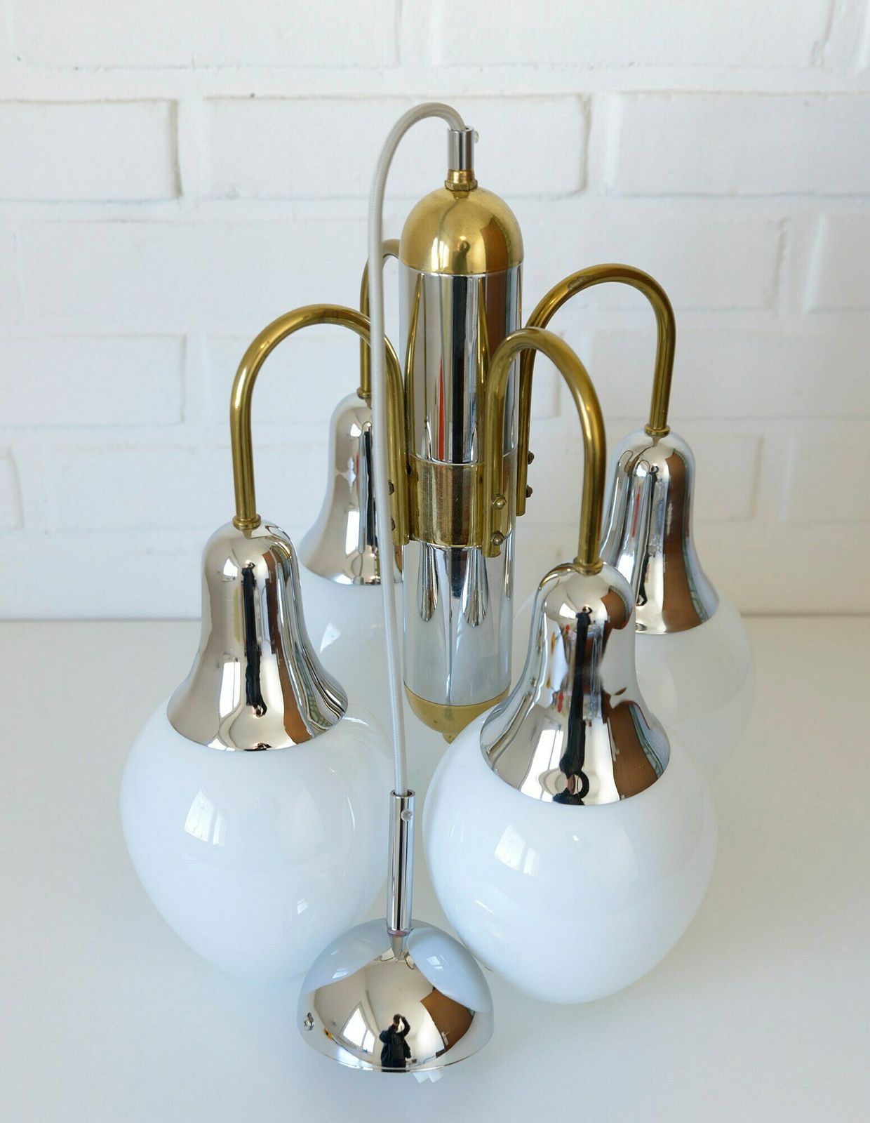 Vintage Pendant Lamp / Art Deco Style Chandelier / Mid Century Modern / Light Fixture 1970s photo vintage