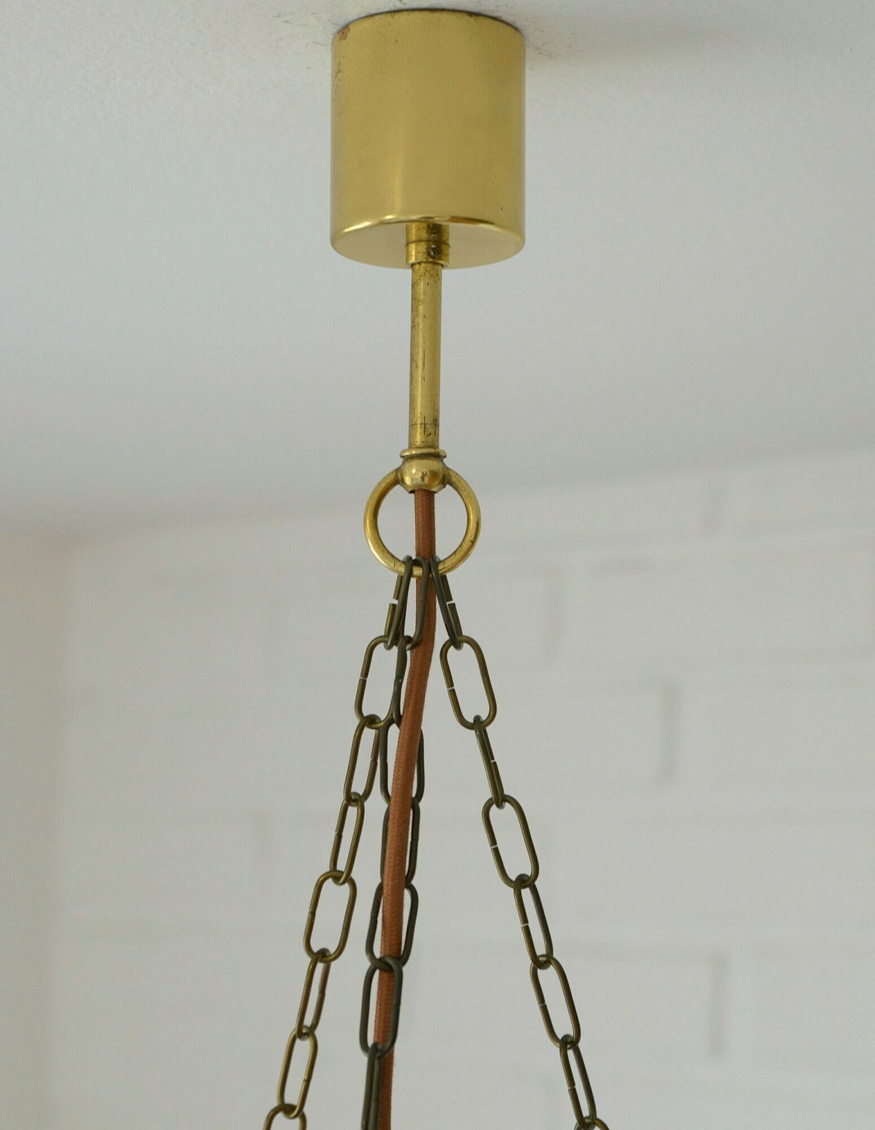 Vintage Castle Chandelier / Rustic Pendant Light / Six Arms Hanging Lamp / Ceiling Light / Yugoslavia 70's / Amber Glass photo buy