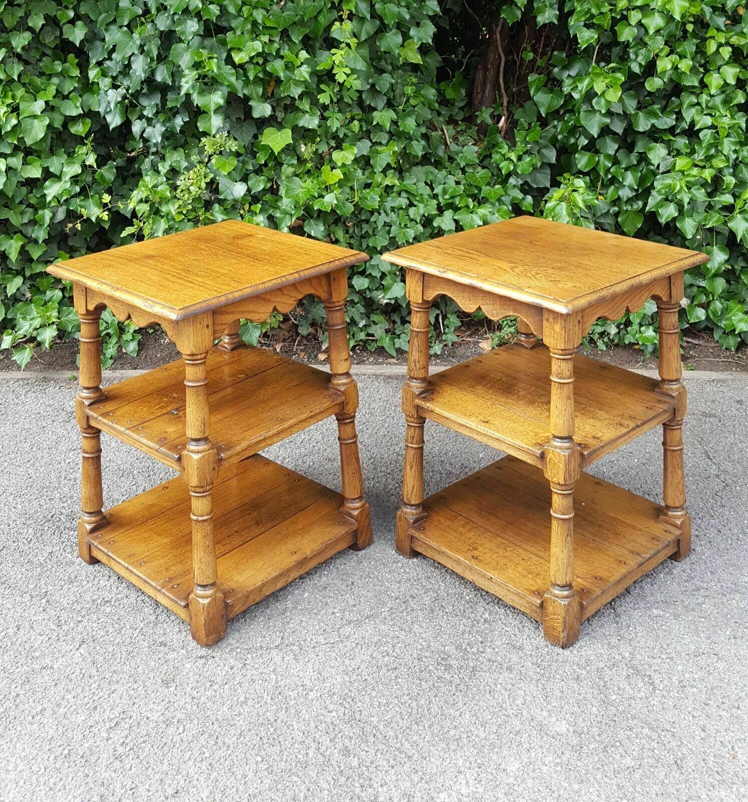 Matching Pair Of Oak Side Tables By Tudor Oak