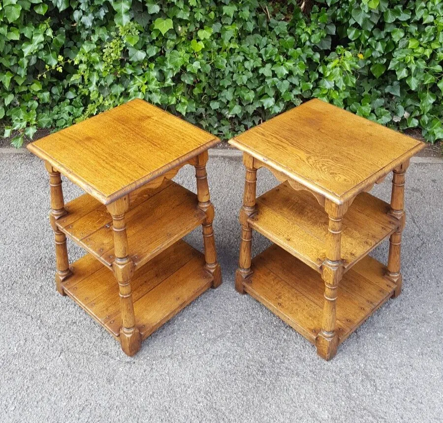 Matching Pair Of Oak Side Tables By Tudor Oak photo 675.0