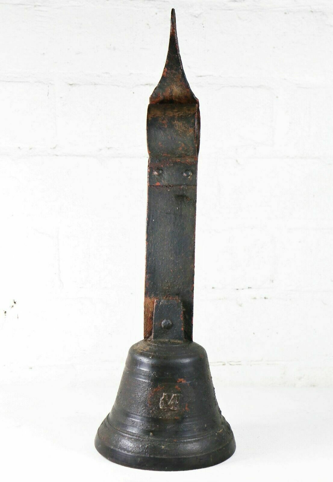 An Antique English Shop Entrance Butlers Servant Bell Bronze With Steel Fittings photo for sale
