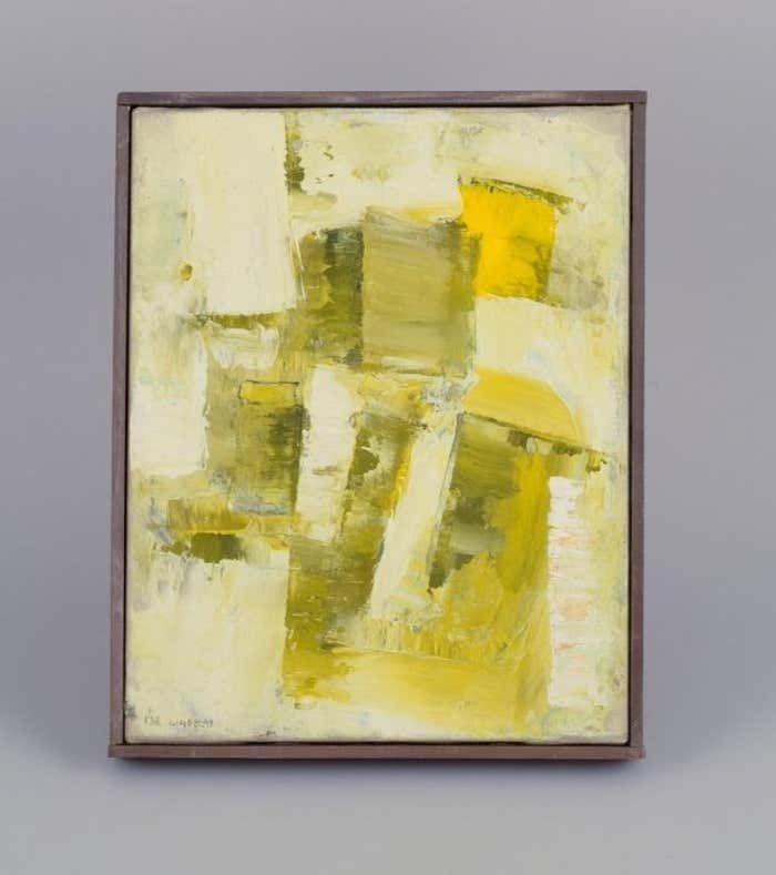 Pär Lindblad (1907 1981), Swedish Artist. Abstract Composition. Oil On Canvas.