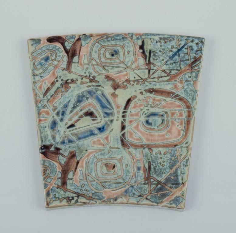 Royal Copenhagen, Six Baca Faience Tiles With Patterned Glaze. 1970s
