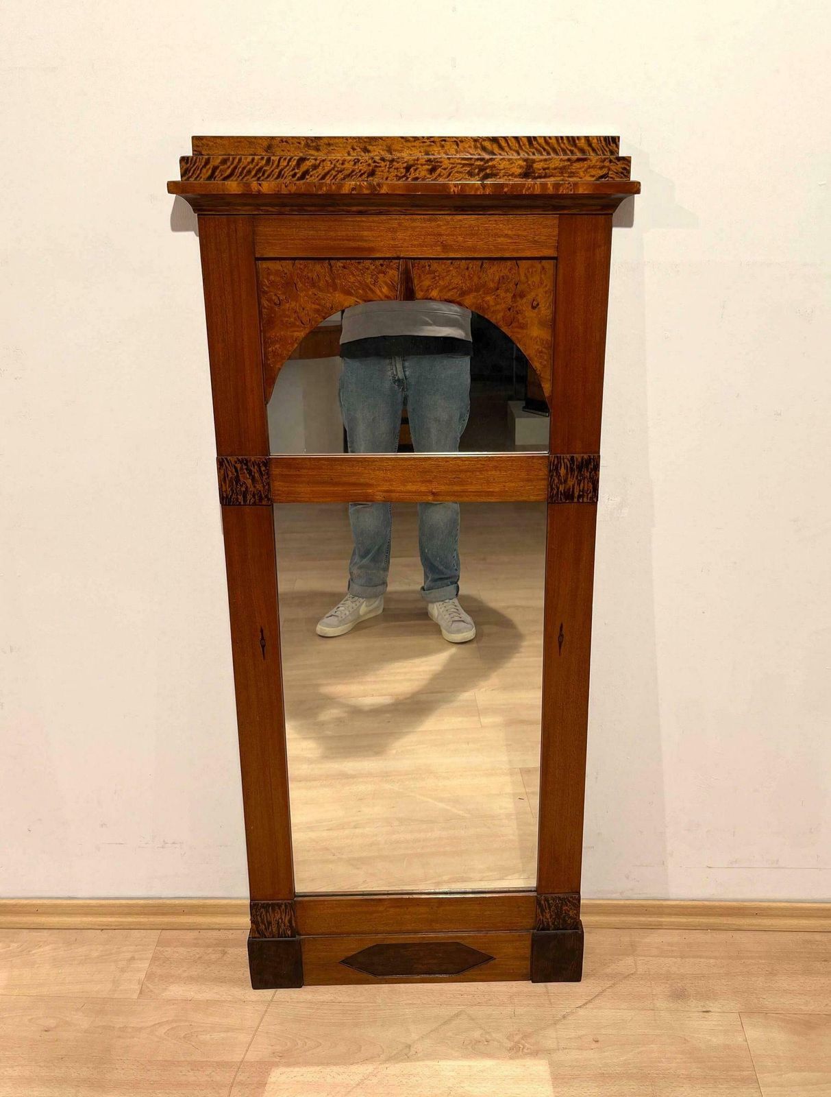 Biedermeier Mirror, Mahogany, Birch And Thuja Roots Wood, Austria, Circa 1820 photo furniture