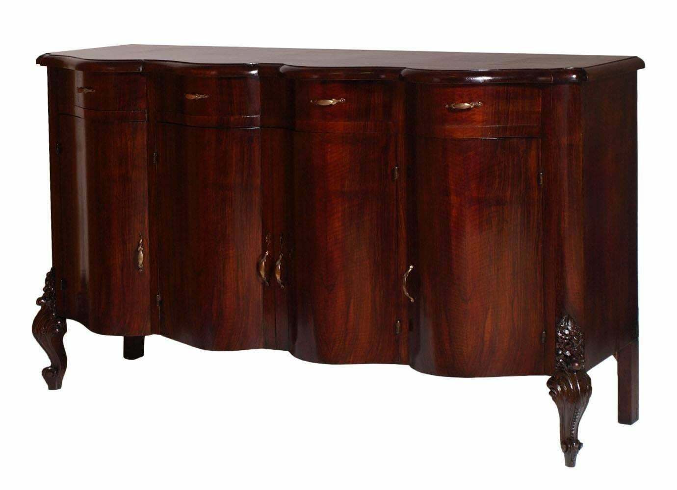 20th Century Baroque Venetian Credenza Mirrored Sideboard Walnut And Burl Walnut photo for sale
