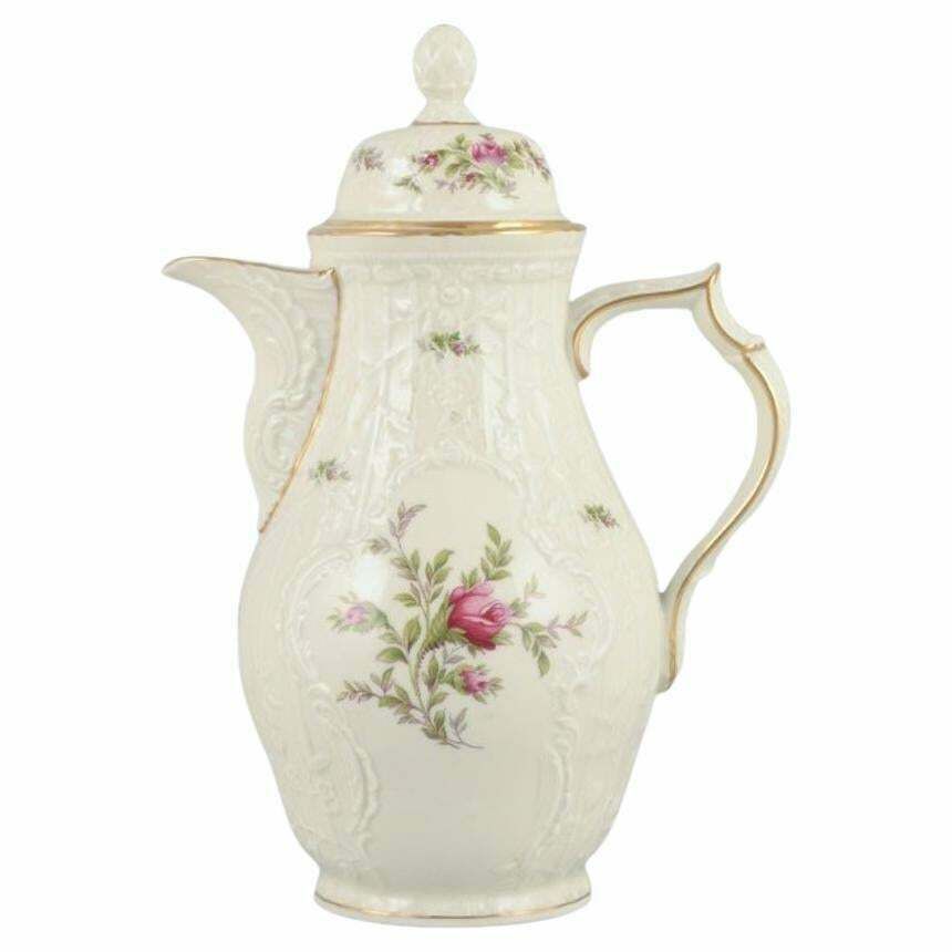 Rosenthal, Germany. "Sanssouci", Cream Coloured Coffee Pot Decorated With Flowers photo vinterior