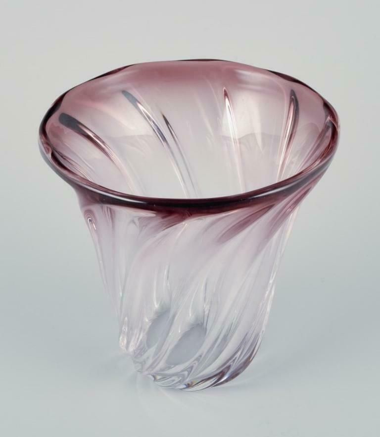 Val St. Lambert, Belgium Art Deco Art Glass Vase In Violet Tones. 1930/40s. photo furniture