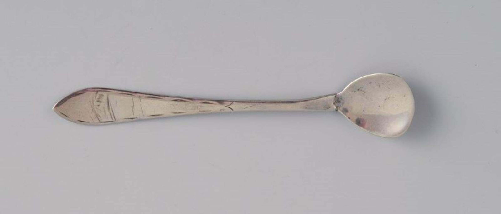 A Set Of Four Scandinavian Salt Spoons In Silver. 19th Century.