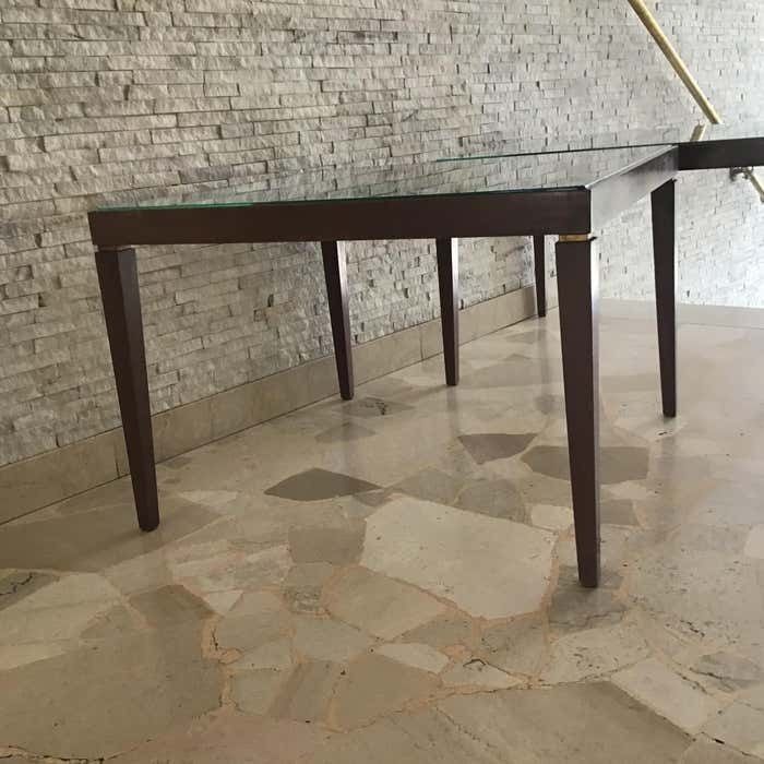 Paolo Buffa Couple Coffe Table Brass Wood Glass 1955 Italy photo furniture