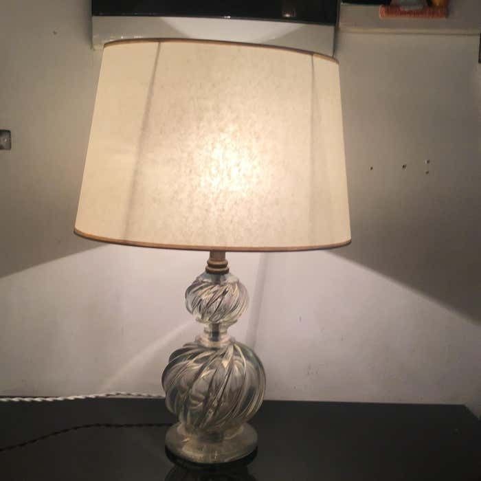 Venini Table Lamp Murano Glass Brass Lampshade 1940 Italy photo vinterior