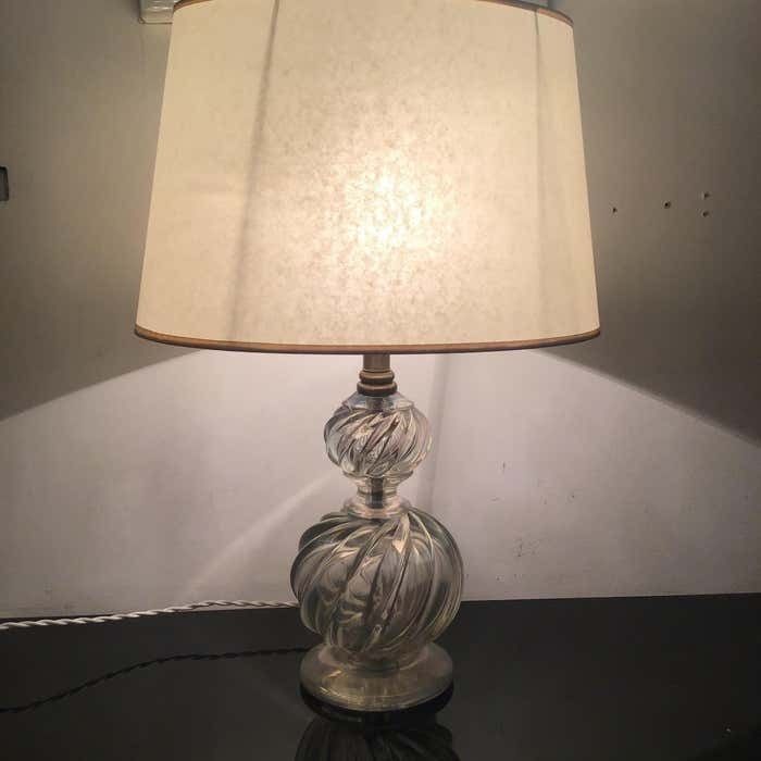 Venini Table Lamp Murano Glass Brass Lampshade 1940 Italy photo buy
