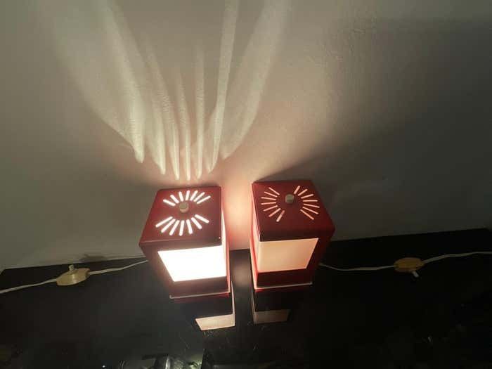 1010.0 Pair Of Space Age Lamps By Anvia, Pop Art   Holland 1970s photo