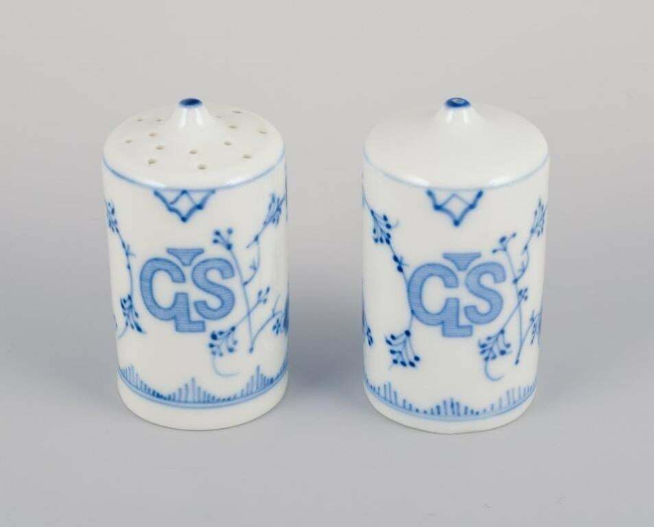 Bing & Grondahl, A Pair Of Salt Shakers In Porcelain, Blue Fluted.