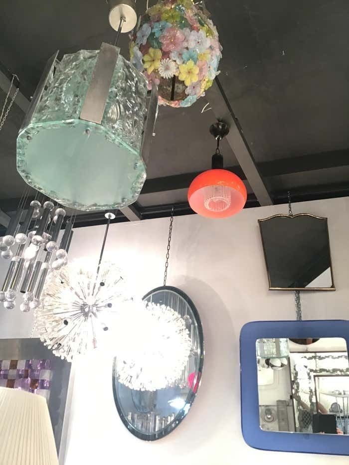 Vistosi Chandelier Murano Glass Metal 1955 Italy photo for sale