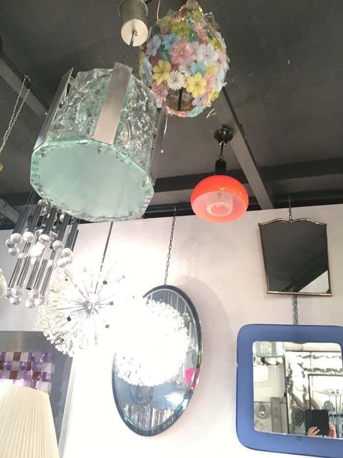 Vistosi Chandelier Murano Glass Metal 1955 Italy photo Lighting