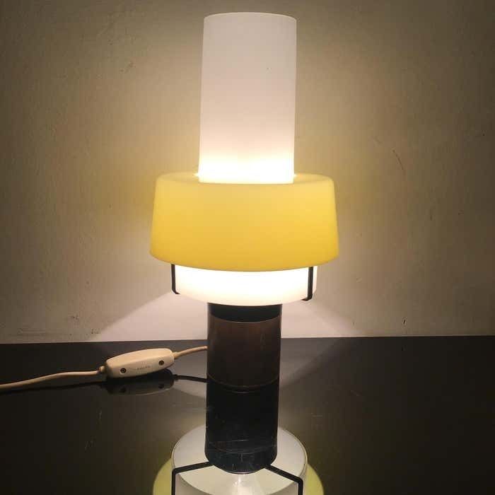 photo buy Stilnovo Table Lamp Brass Opaline Glass Plexiglas 1950s Italy