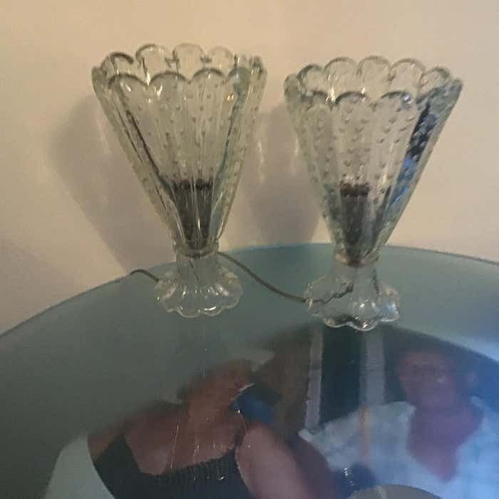 Barovier E Toso Couple Table Lamp Murano Glass 1940 Italy photo for sale