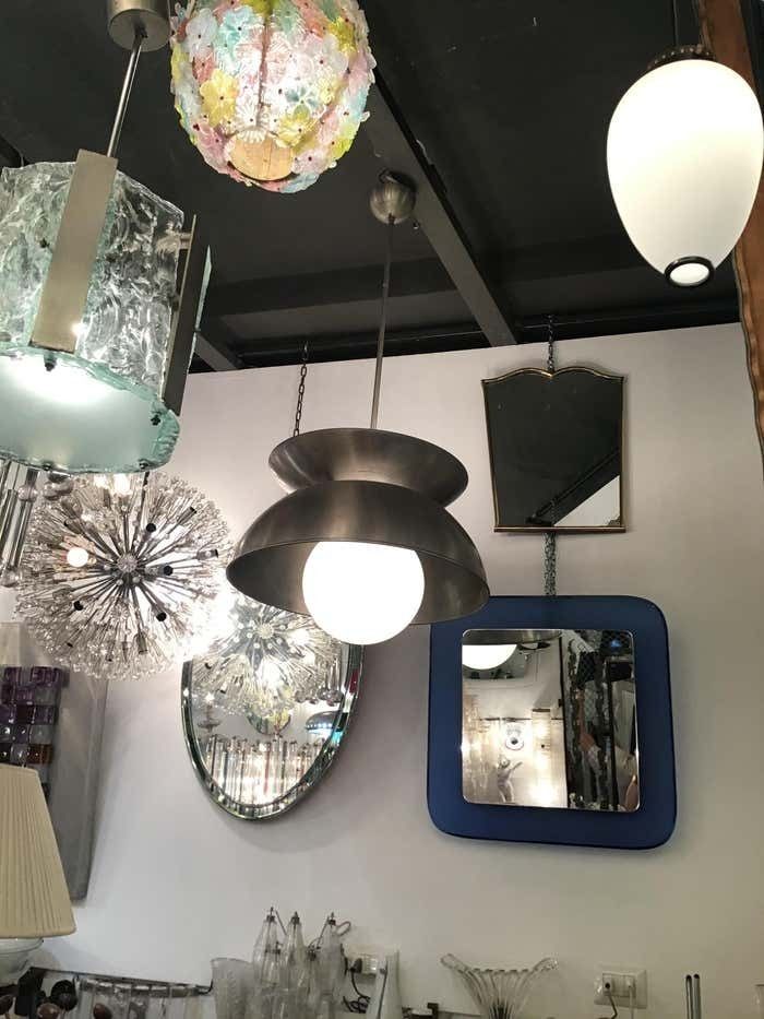 3515.0 Vico Magistretti "Cetra" Artemide Chandelier Metal Chrome Glass 1960 Italy photo