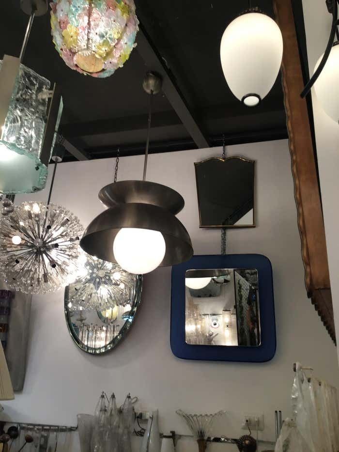 photo buy Vico Magistretti "Cetra" Artemide Chandelier Metal Chrome Glass 1960 Italy