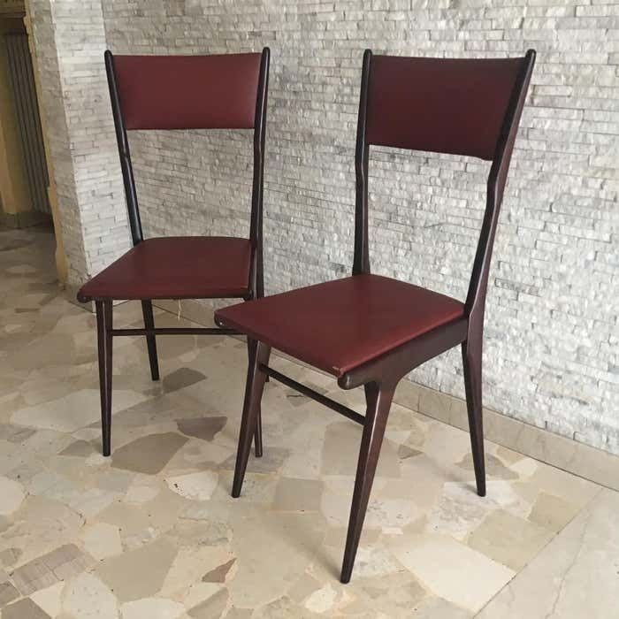Ico Parisi Chair Beech Wood Upholstered In Teak 1950 Italy photo vinterior