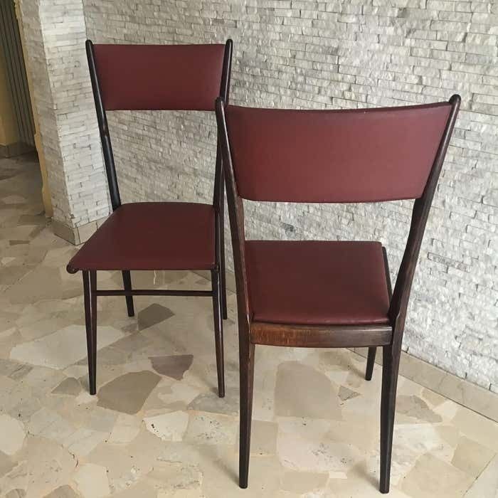 Ico Parisi Chair Beech Wood Upholstered In Teak 1950 Italy photo vintage