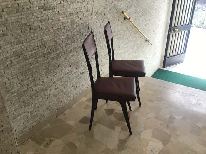 Furniture Ico Parisi Chair Beech Wood Upholstered In Teak 1950 Italy photo
