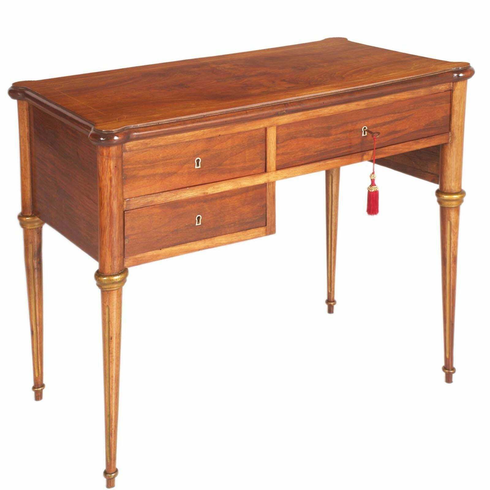 Early 20th Century Writing Desk In Walnut With Inlay By Meroni & Fossati photo vintage