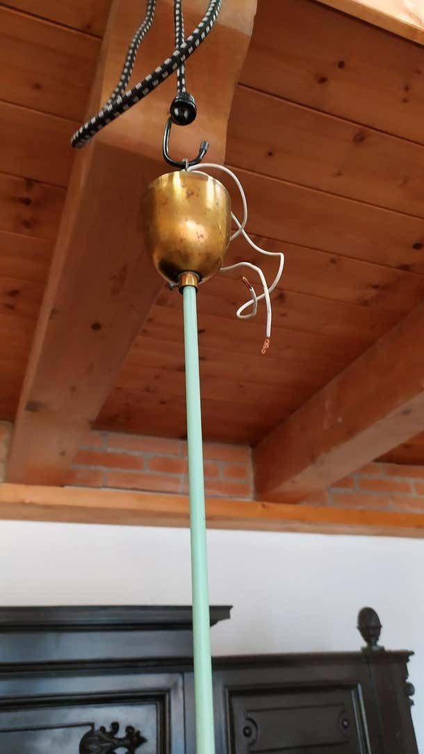 Italy 1920s Chandelier Art Deco, Gilt Brass And Painted Brass With Five Lights photo buy